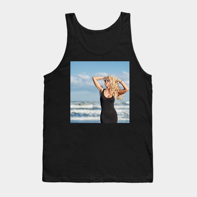 Sexy woman on the sea shore Tank Top by naturalis